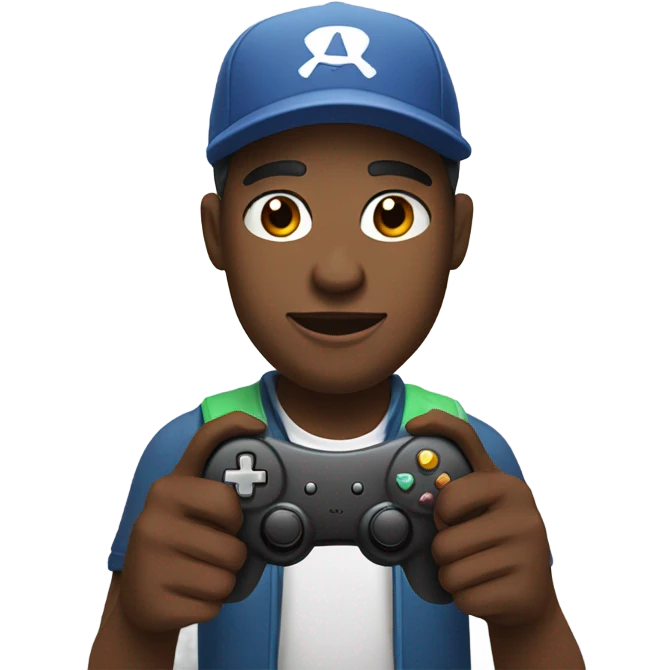 Black man with cap playing video game  emoji