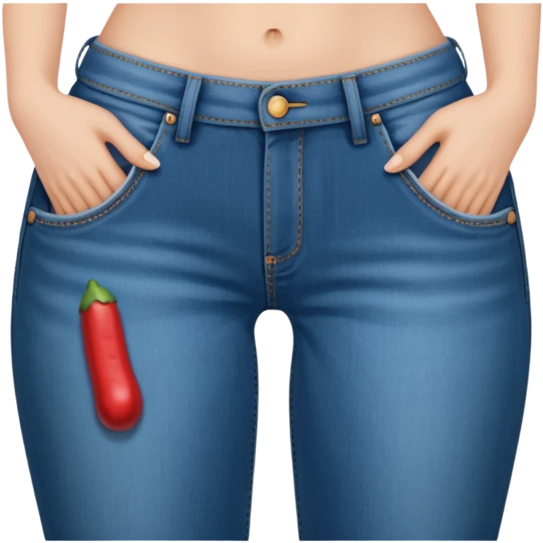 Woman holding husbands penis on pants emoji