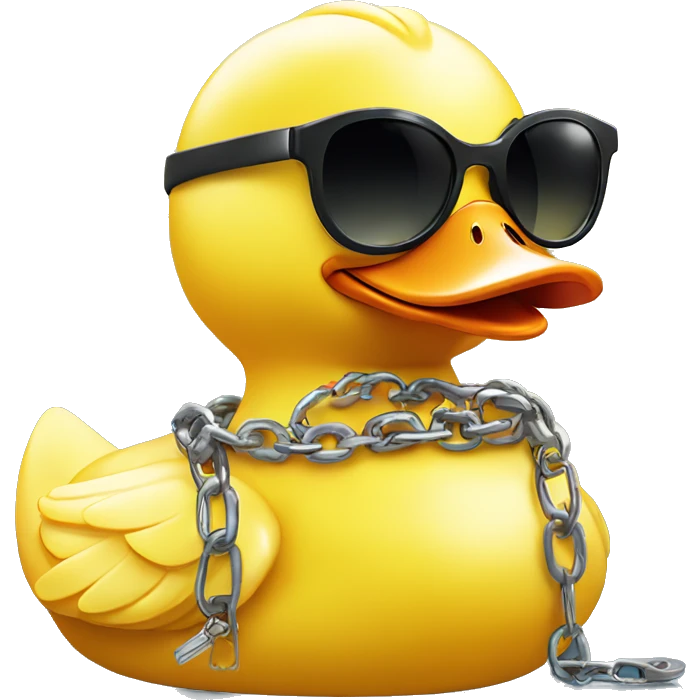 Yellow rubber duck with sunglasses and a chain round its neck emoji
