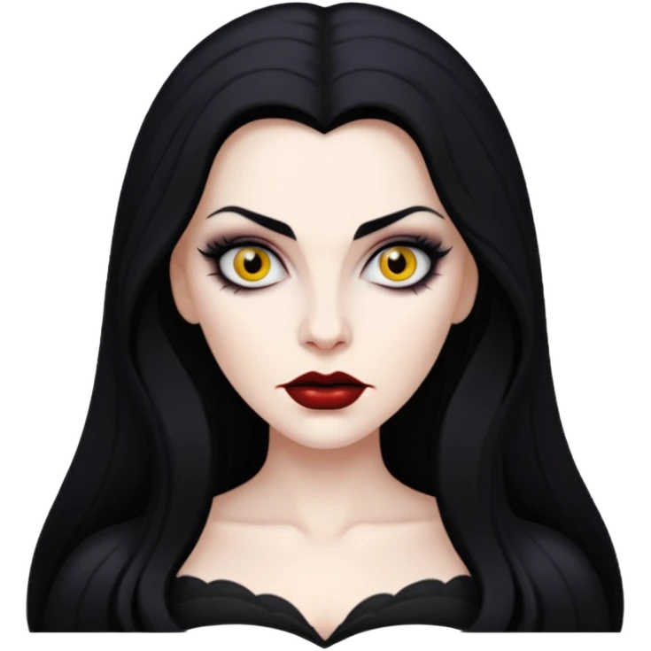 Vampira branca de cabelos pretos e longos emoji