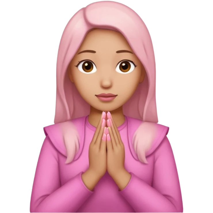 brown hands with pink nails praying emoji
