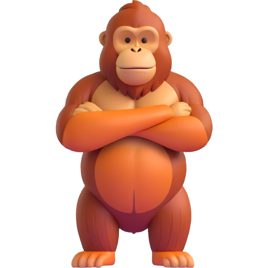 orangutan standing, arms crossed, confident emoji