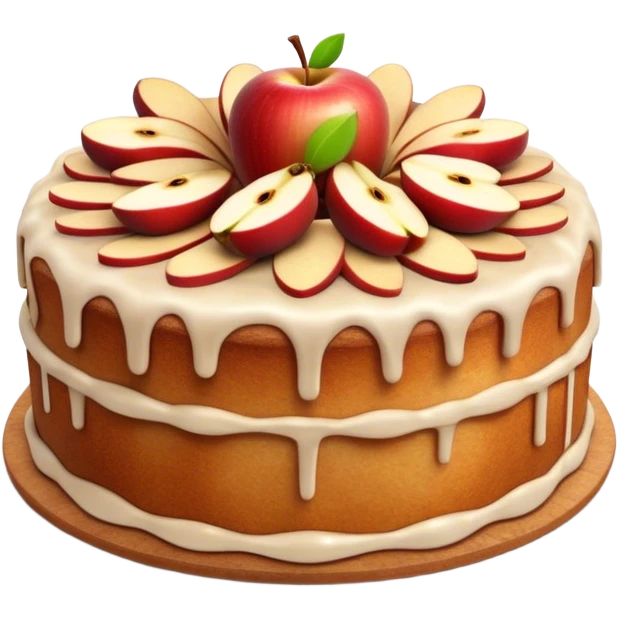 Cinematic Realistic Apfelkuchen Dessert Emoji, depicted as a classic apple cake bursting with cinnamon and apples rendered with soft textures and warm, inviting lighting. emoji