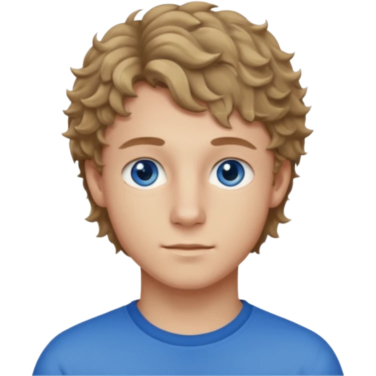 20 year old boy with slightly curly dark blonde hair and blue eyes  emoji