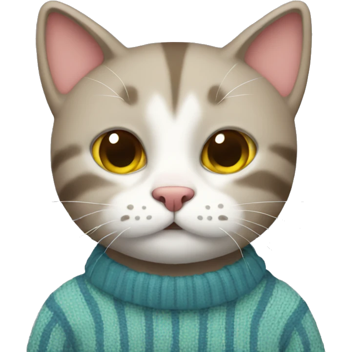 cat with sweater strips emoji