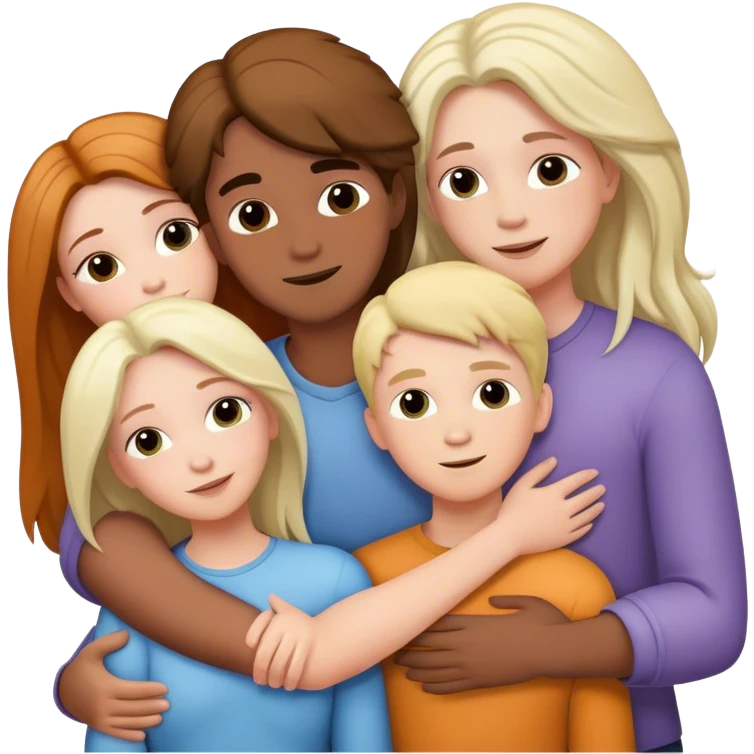 White family hugs 4 people emoji