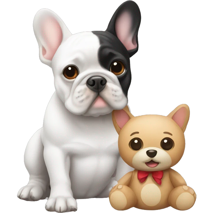 Frenchie with a teddy bear emoji