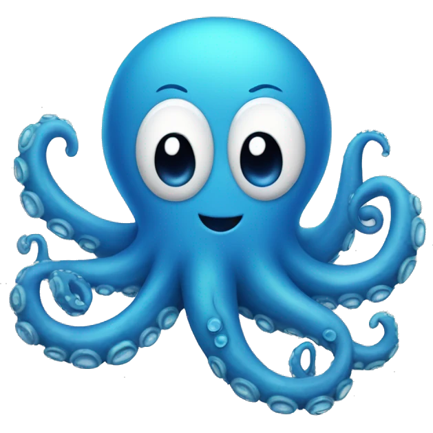 smiley blue octopus like letter C. For desktop mobile icon emoji
