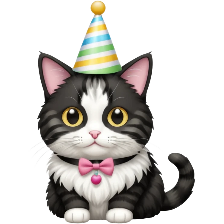 Tuxedo cat with birthday hat  emoji