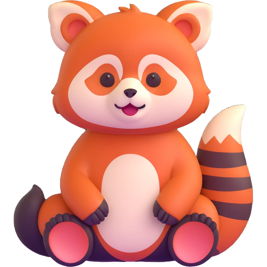 red panda sitting, cute expression emoji