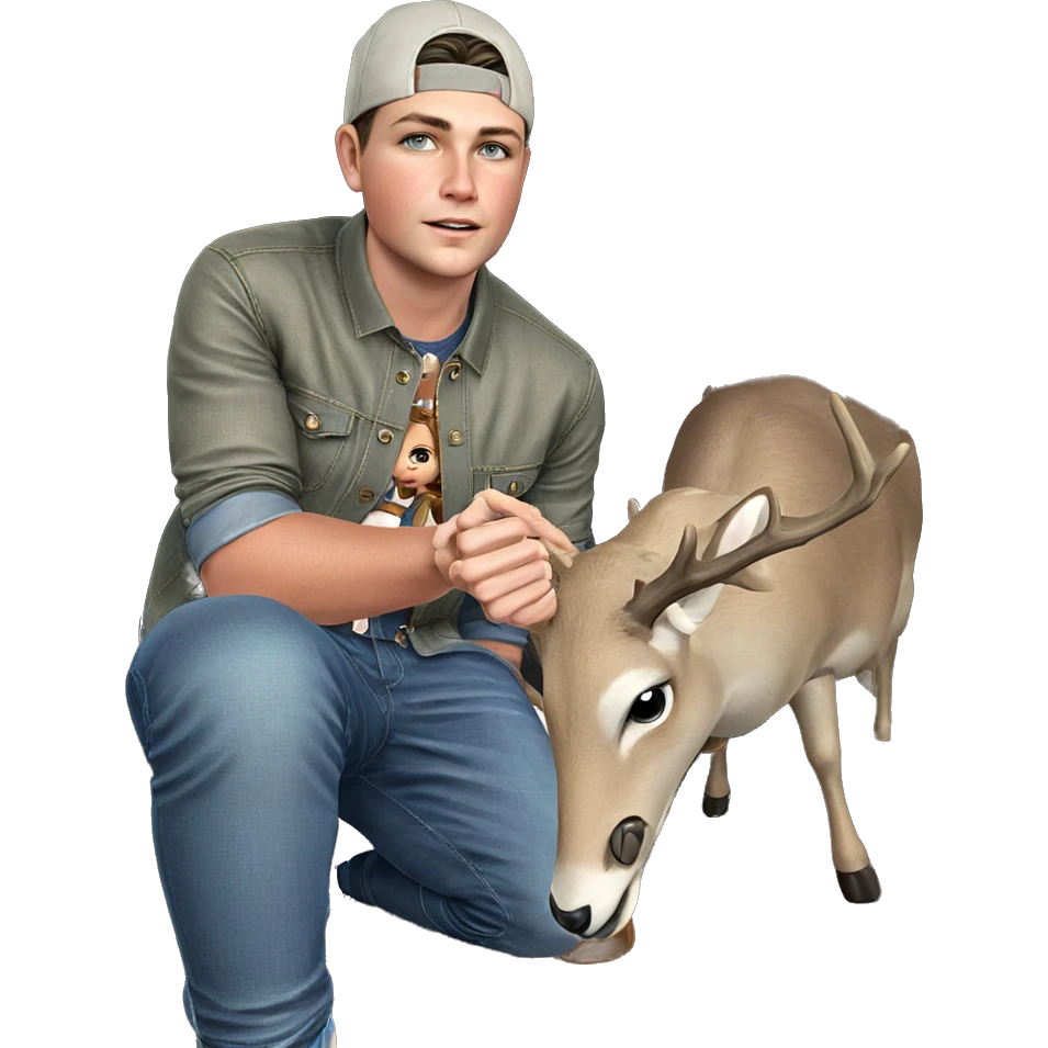 boy in denim with deer emoji