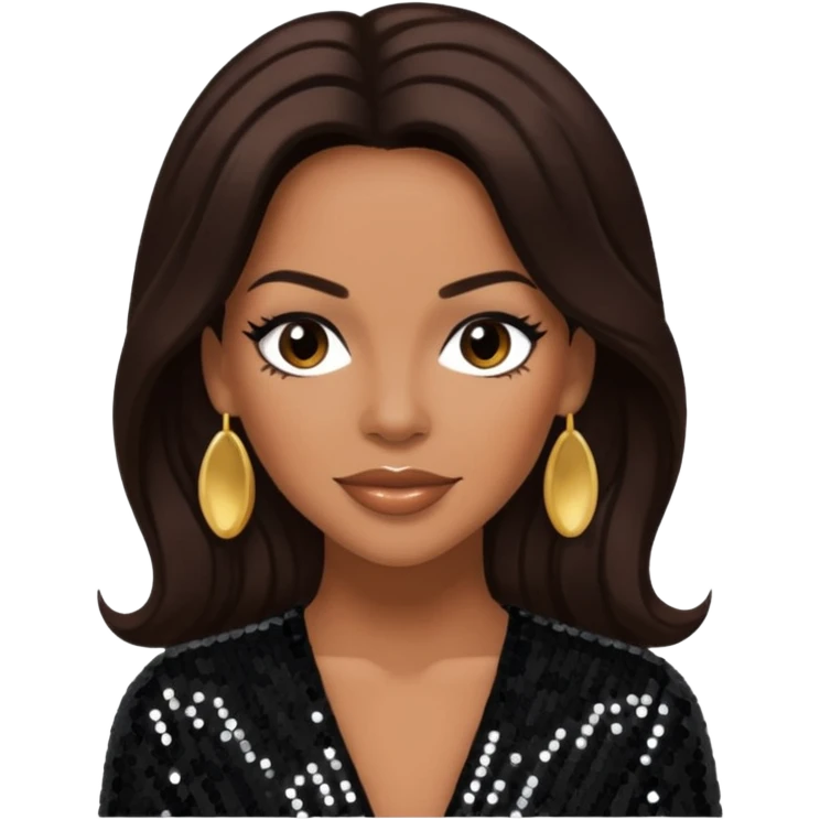 Cindy Herron from En Vogue with tan skin, long dark brown black sequin outfit emoji