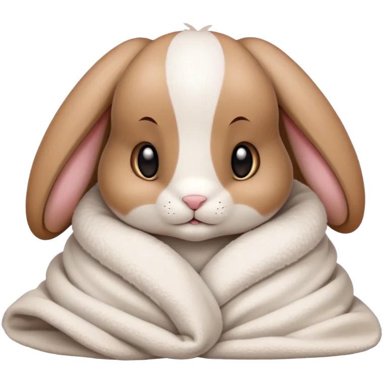 Floppy-eared bunny cozy in blanket  emoji