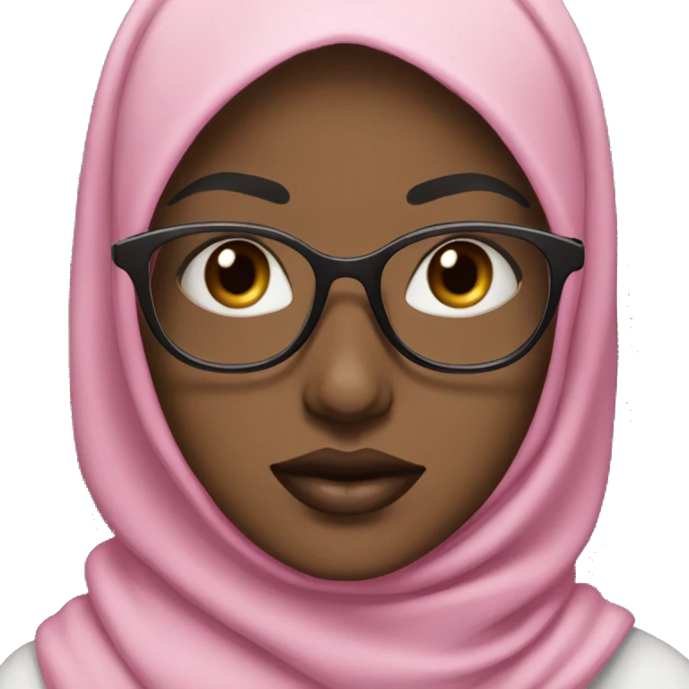 hijab with white skin with pink lips with glasses  emoji