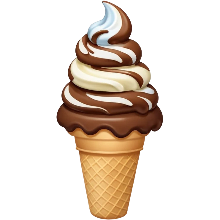 Chocolate vanilla swirl soft serve ice cream cone emoji