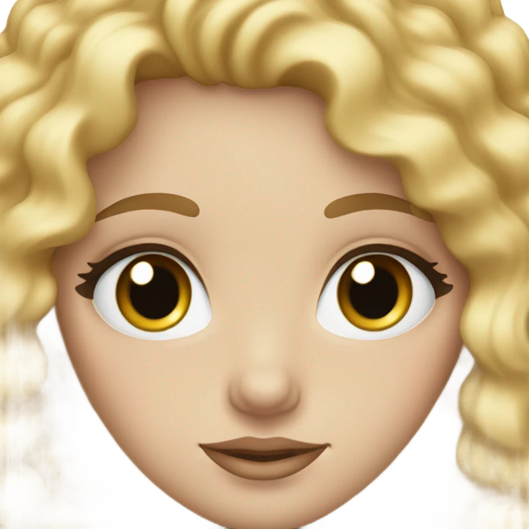 white girl with blue eyes and blonde curly hair with long eyelashes and big lips emoji