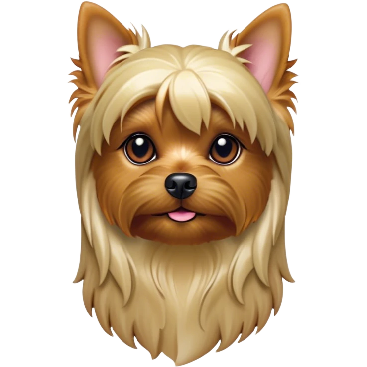 Cinematic Noble Yorkshire Terrier Portrait Emoji, Exuding refined charm and dignified poise, with a lustrous, silky fur in rich, deep hues, alert eyes and a confident expression, simplified yet exquisitely detailed, glowing with a soft, aristocratic radiance, high shine, embodying intelligent grace and classic elegance, soft glowing outline, capturing the essence of a regal Yorkshire Terrier ready to rule the screen with effortless sophistication! emoji