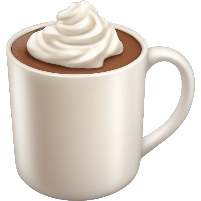 beige mug of hot chocolate with whipped cream and cinnamon emoji