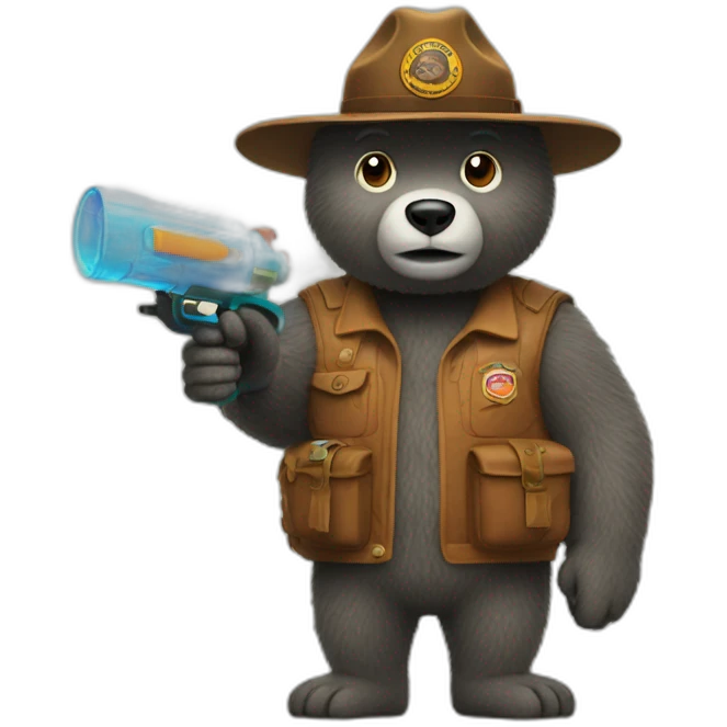 smokey bear with water gun emoji