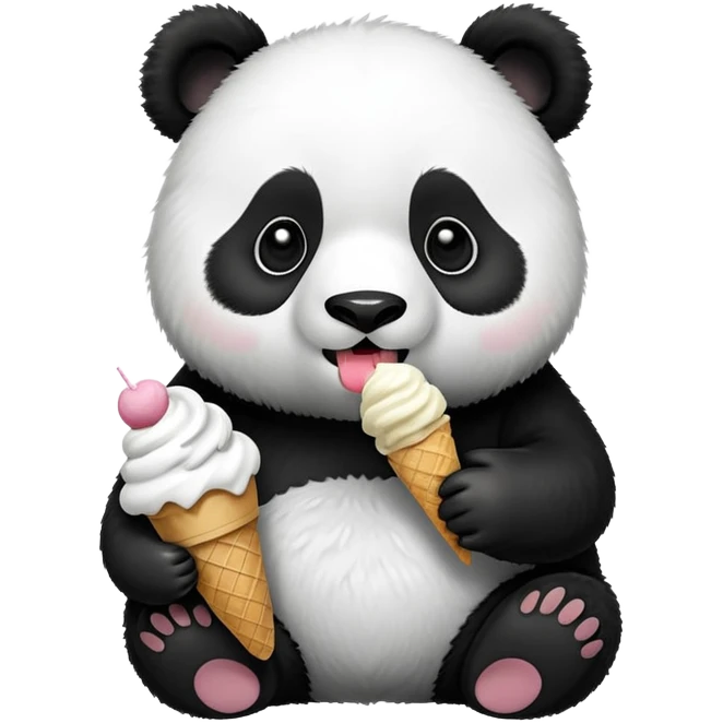 Panda eating ice cream emoji