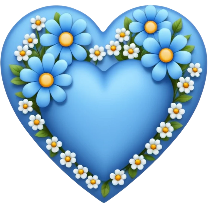 blue heart with flowers emoji