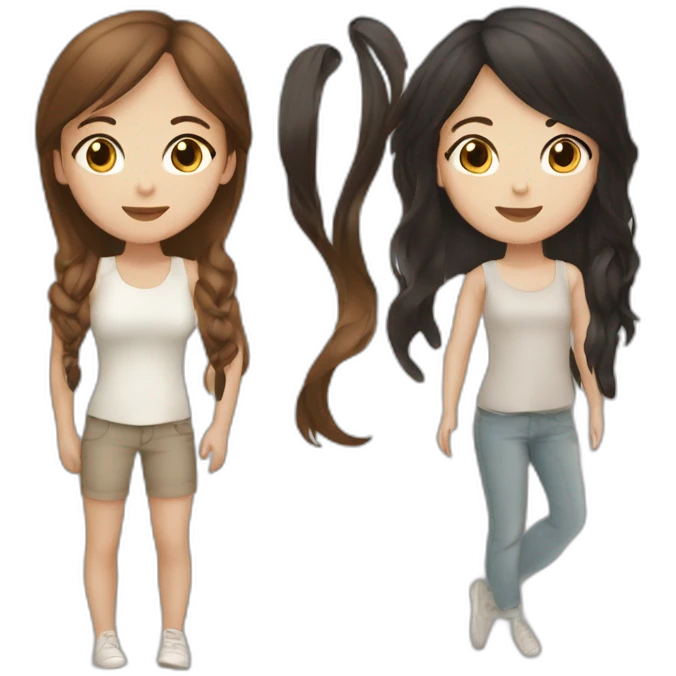3 girls one with long black hair one with dark red brown hair and one with light brown hair emoji