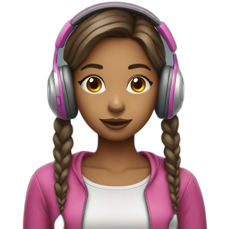 Pretty girl with headphones and a lollipop in her mouth emoji