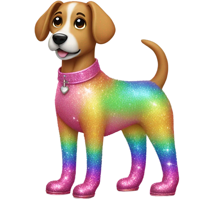 Pink sparkly dog with rainbow boots  emoji
