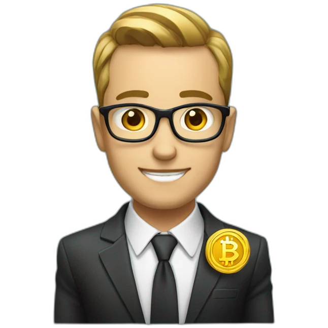 A Businesman with crypto coin emoji