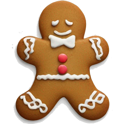 Simple Gingerbread biscuit with frosting decorations on a white plate  emoji