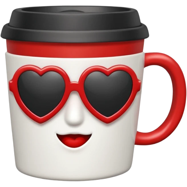 heart with black sunglasses and a coffee mug emoji