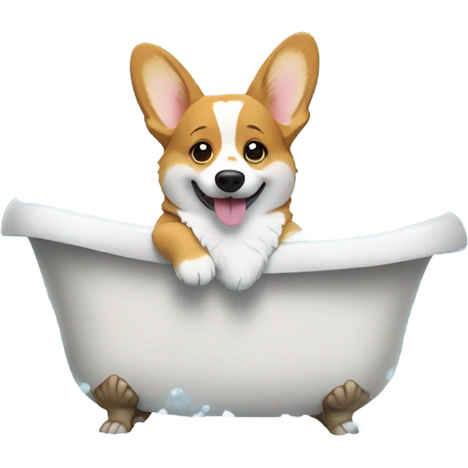 Corgi taking a bubble bath emoji