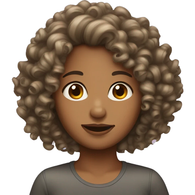 Curly hair girl tan skin emoji