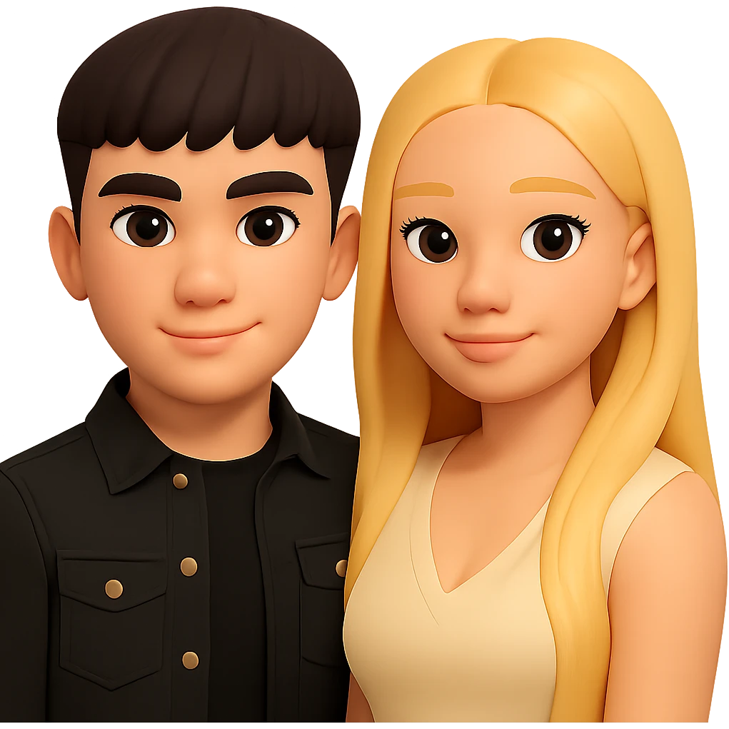 Slightly increase the volume of the upper body of the girl and slightly rotate her to face forward. Preserve the style of the original image. Remove the background. emoji