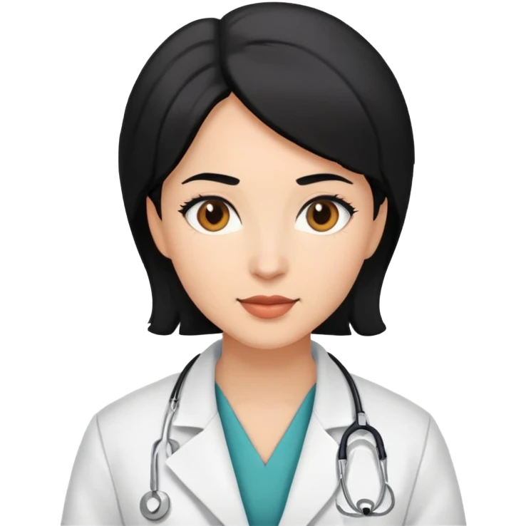 female black physician with black hair and brown eyes emoji