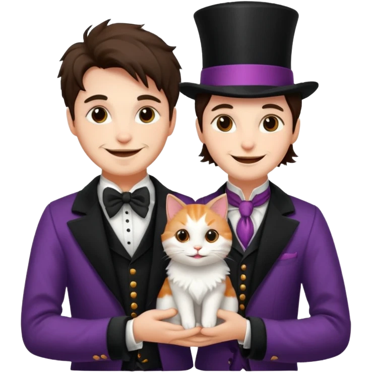 magician couple and their pet cat emoji