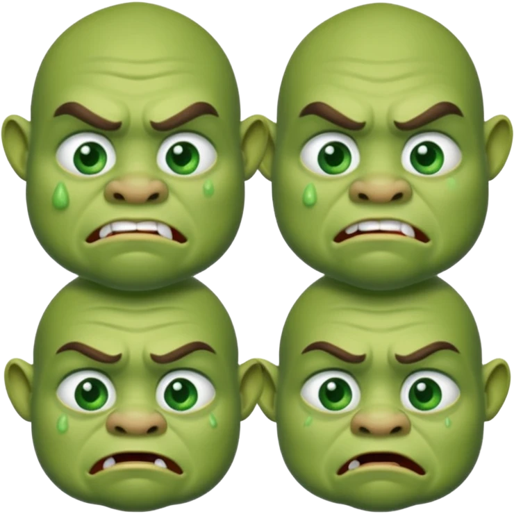 An oger is crying with tears in his eyes emoji
