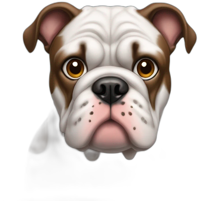 Perro bulldog grandes negro con un ojo celeste y el otro ojo marrón con mancha blanca arriba de la nariz  emoji