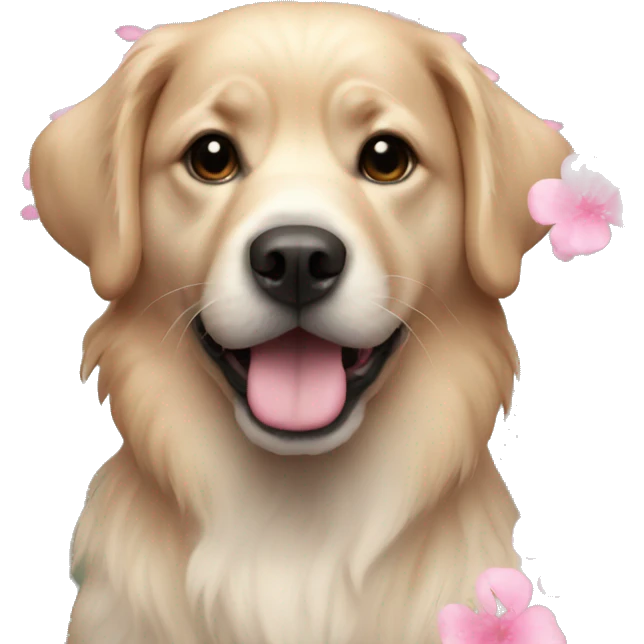 Dog,pink, flowers emoji