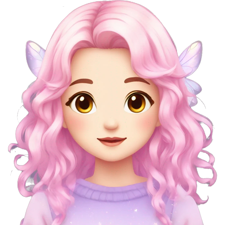 Gorgeous Cute Beautiful Blushing Petite Colorful-Shiny-Pastel-Fairy-Anime-Girl with beautiful gradient pastel hair aesthetic emoji