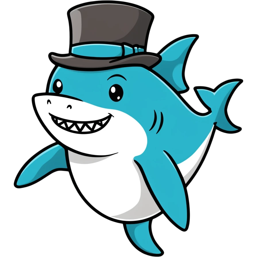 Shark with a top hat emoji