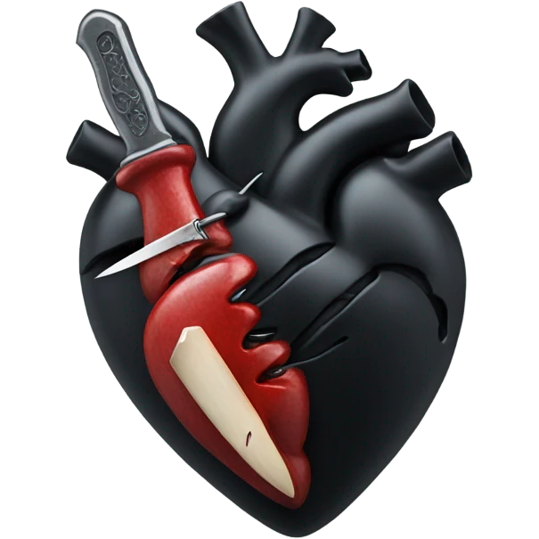 anatomical heart black  with a knife emoji