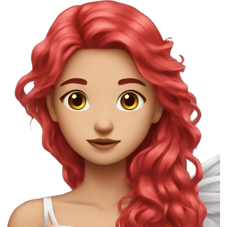 big wings, rose, Beautiful, fairy, red, long hair emoji