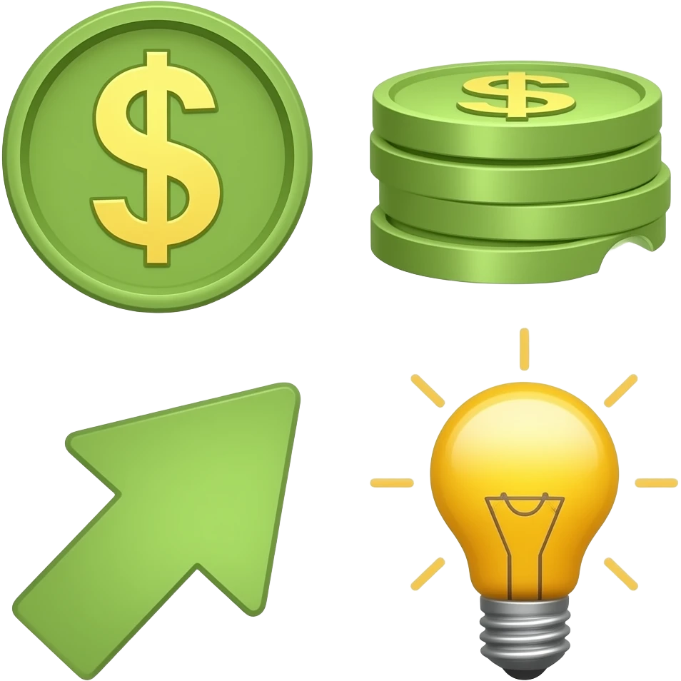 left money and middle arrow and right idea emoji