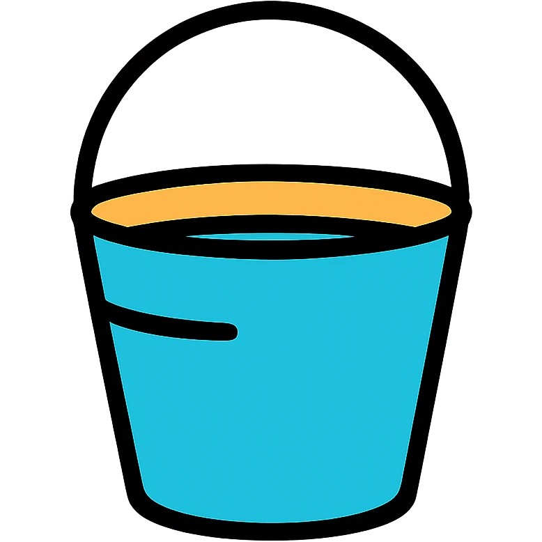 simple and clear water bucket, modern icon style, clean lines, minimalistic emoji