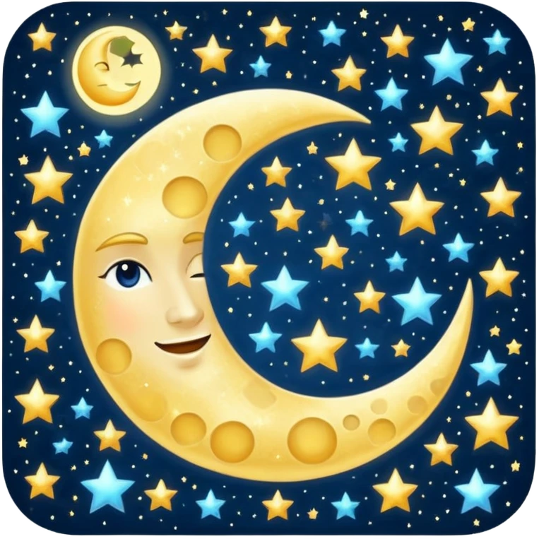 Glitter cian moon emoji