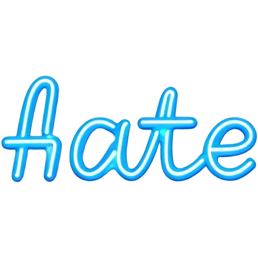 Blue neon sign with the word hate emoji