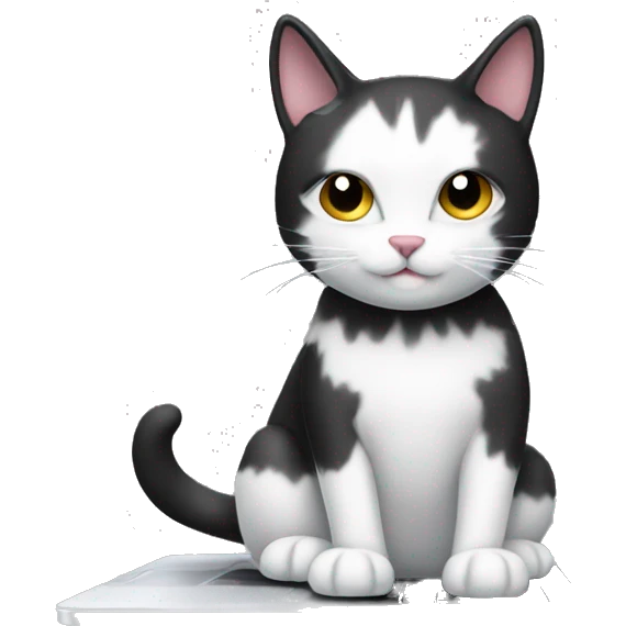 a black and white cat on a laptop emoji