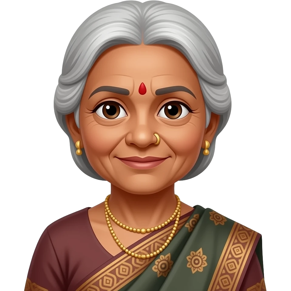 old indian grey hair female emoji