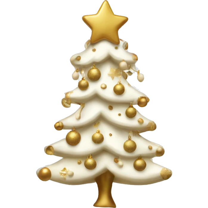 vanilla  Christmas tree with white and gold decorations emoji